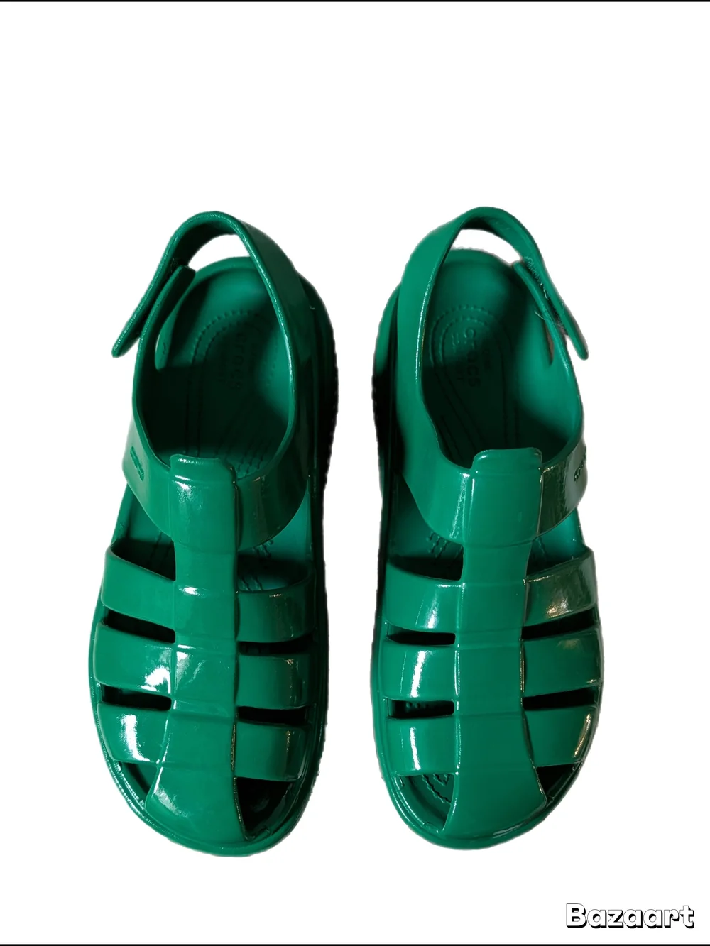 CROCS Stomp platform Fisherman  Green Platform Slingback Sandals